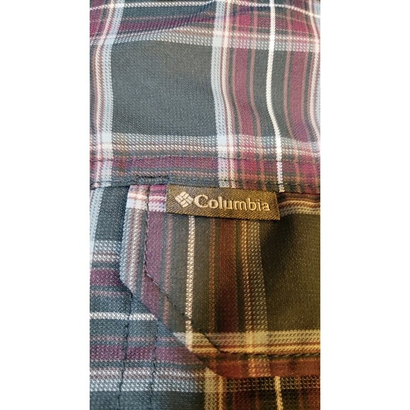 Columbia Omni-Shade Plaid Long Sleeve Shirt M Roll Tab Sleeves Outdoos Hiking - Picture 7 of 16